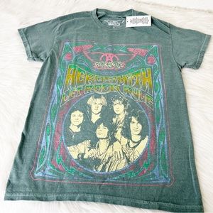 NEW Aerosmith Let Rock Rule Womens graphic Tee GOODIE TWO SLEEVES small